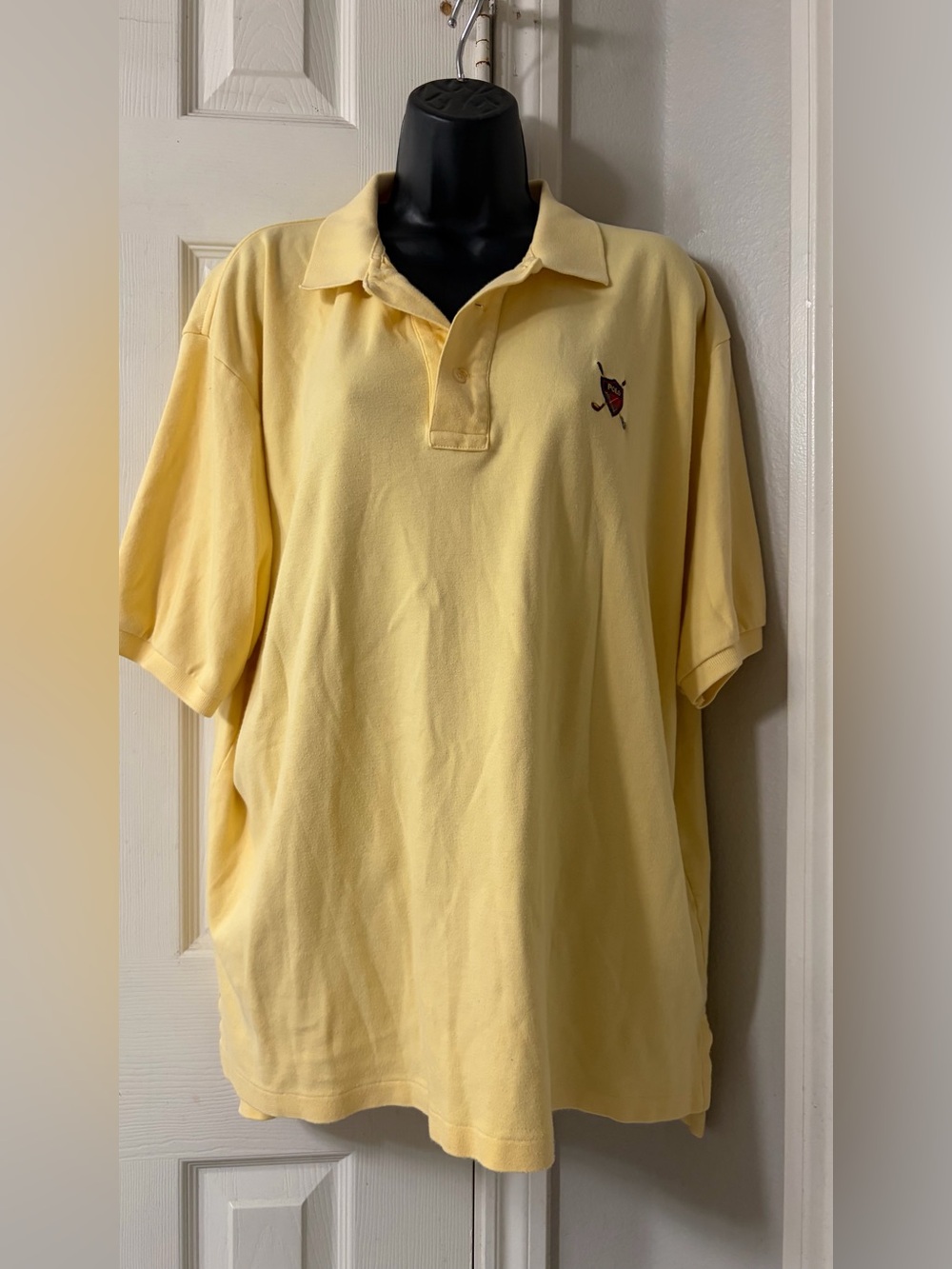 Vintage Polo Golf Ralph Lauren Yellow Polo Shirt Golf Crest Made in USA Size XL